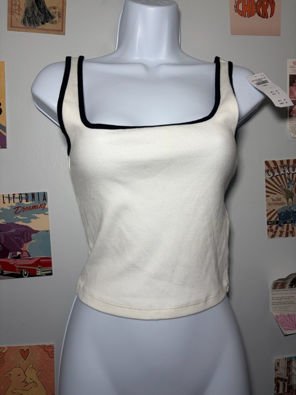 Abercrombie & Fitch Cream Tank with Black Trim